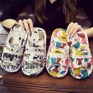 卡通布艺布底儿童拖鞋家居鞋男童女童手工棉布拖鞋X可爱韩版布底