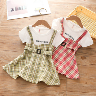 小宝宝3格子韩版 2021新品 洋气连衣裙4岁衣服 女童背带裙子夏季 童装