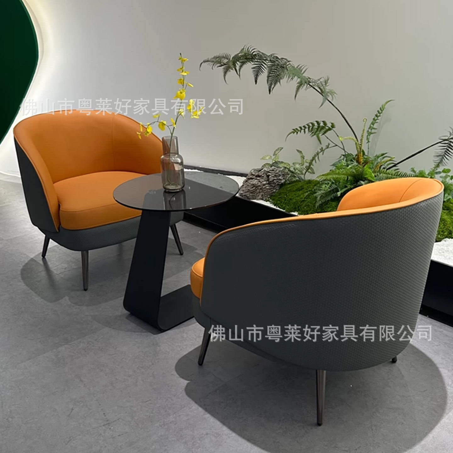 简约单人椅久坐不累休闲沙发椅耐磨透气皮椅商务会客椅洽谈接待椅