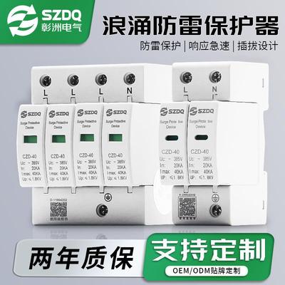 浪涌防雷保护器避雷器2P220V家用单相电涌开关光伏4P380V40kA