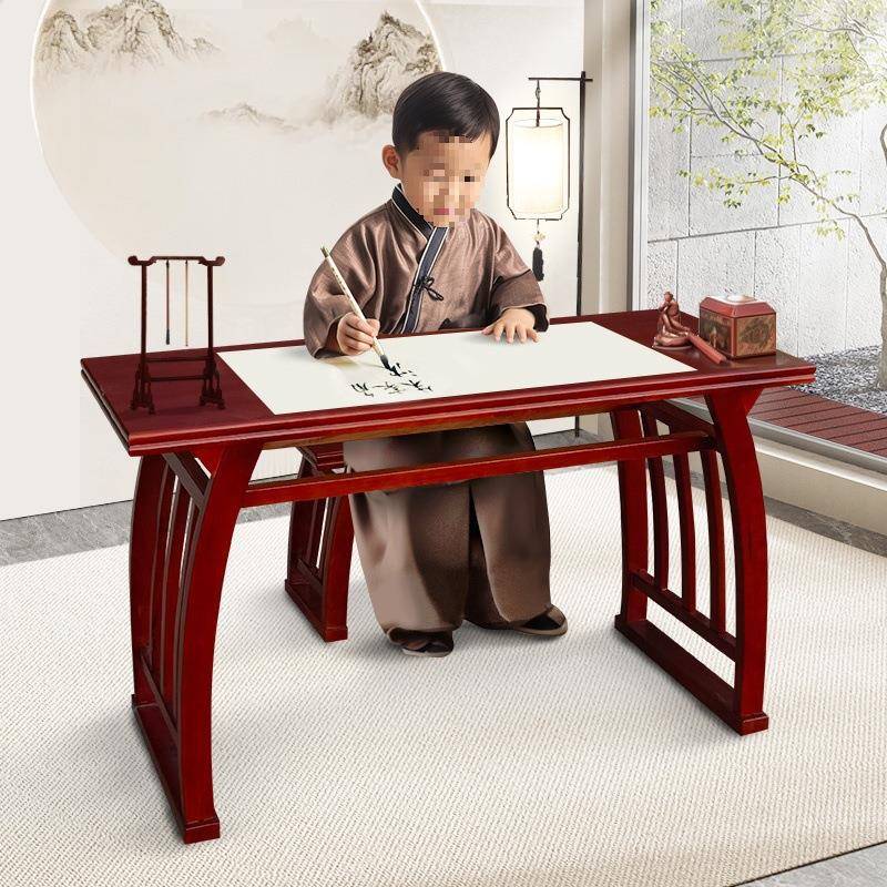 书法桌仿古绘画桌马鞍桌实木国学桌椅中式书桌学生书桌培训班课桌