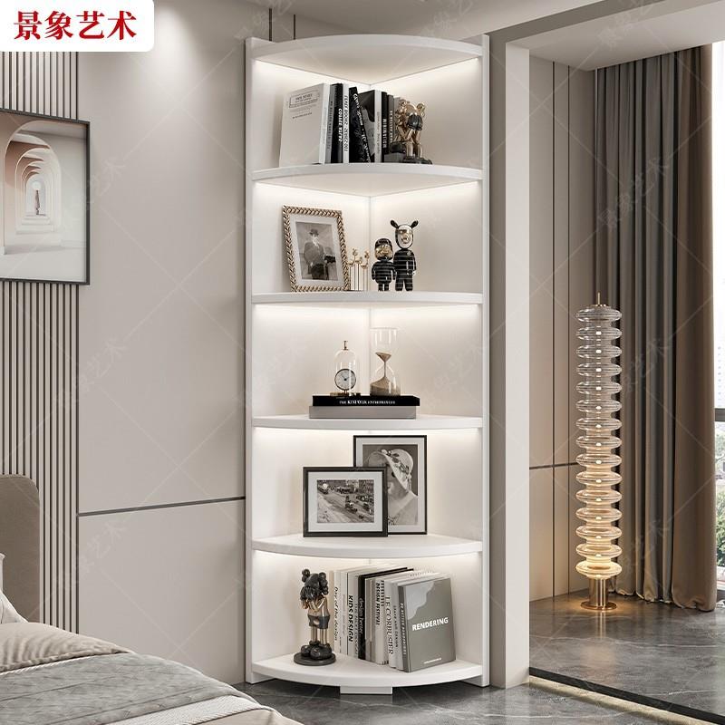 多功能转角柜家用现代多层落地收纳展示柜扇形置物架小型实木书架