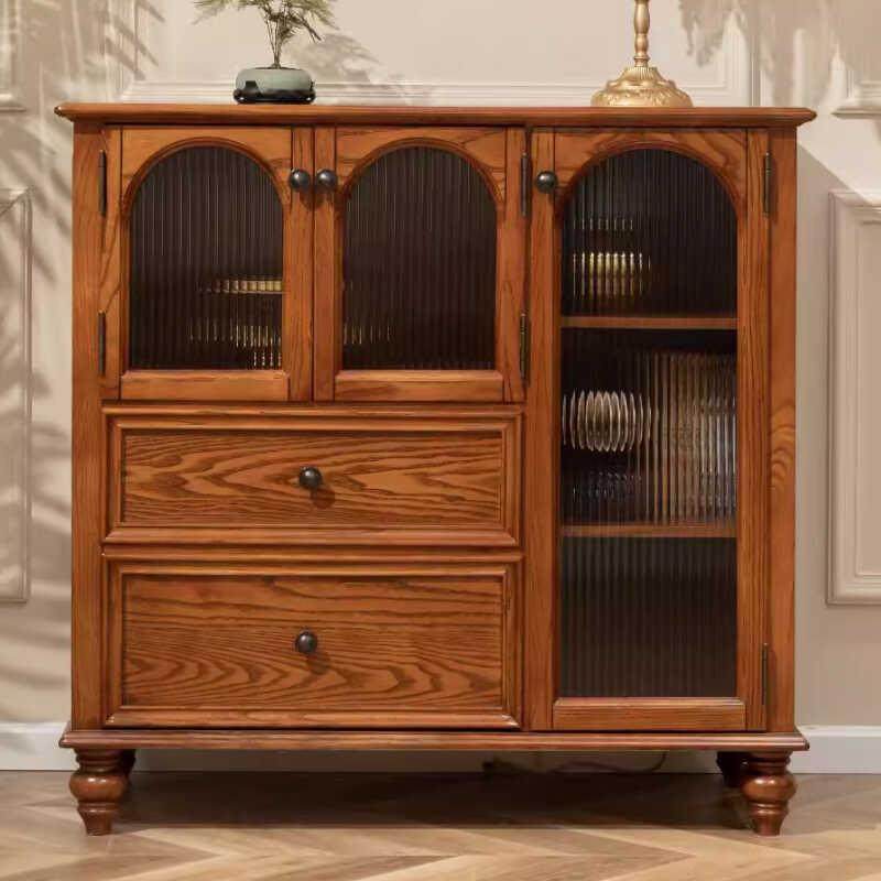 美式实木餐边柜小酒柜茶水柜多功能家用复古小尺寸边柜储物收纳柜,基础建材,脚轮/万向轮,淘宝优惠券,粉丝福利购,淘宝优惠卷