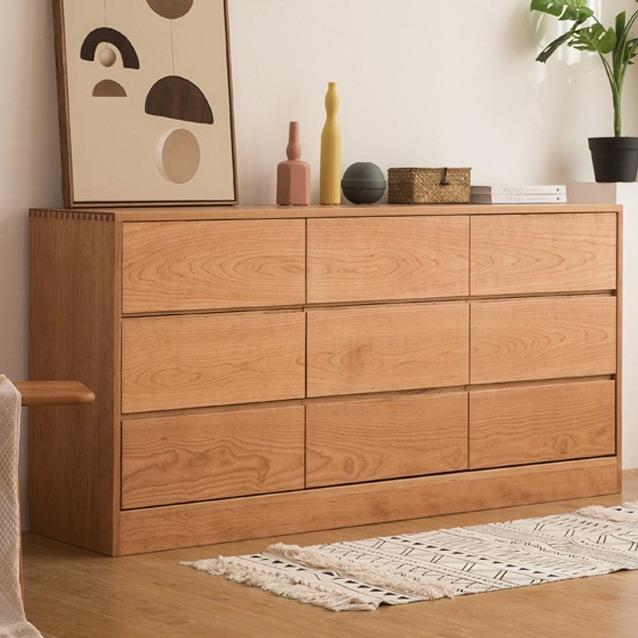 北美樱桃木九斗柜全实木卧室小户型日式现代简约美式收纳柜储物柜