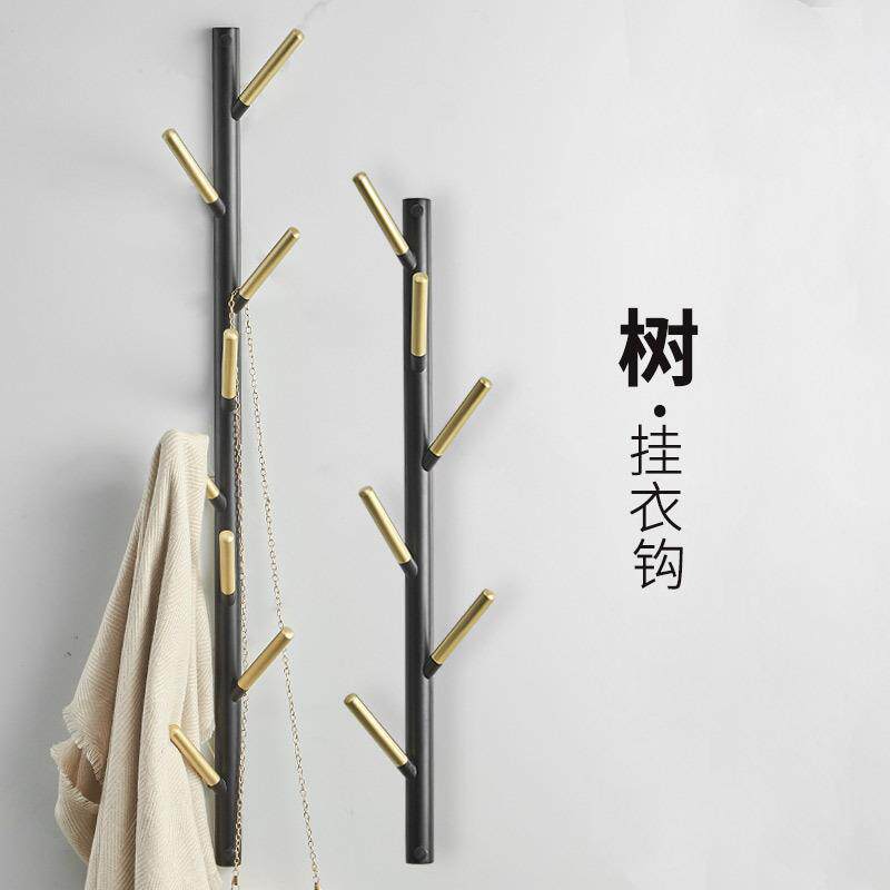 免打孔北欧全铜衣钩卧室门后钩创意挂钩壁挂式挂衣架落地衣帽架