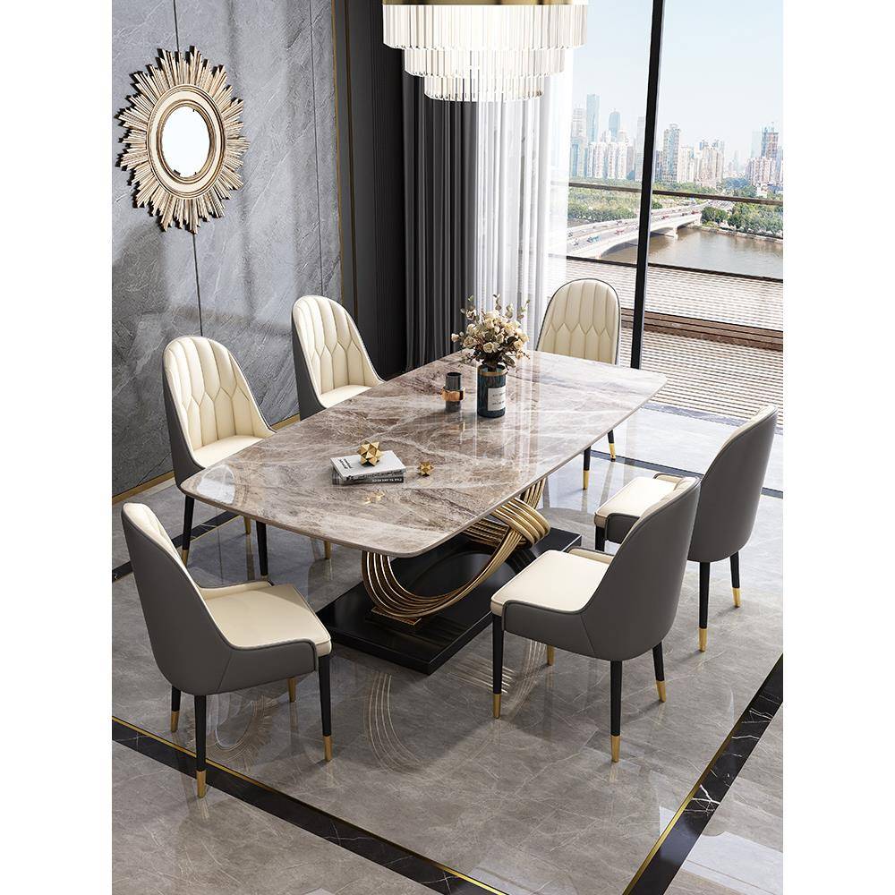 岩板实木餐桌椅组合现代简约轻奢伸缩折叠家用小户型带电磁炉饭桌