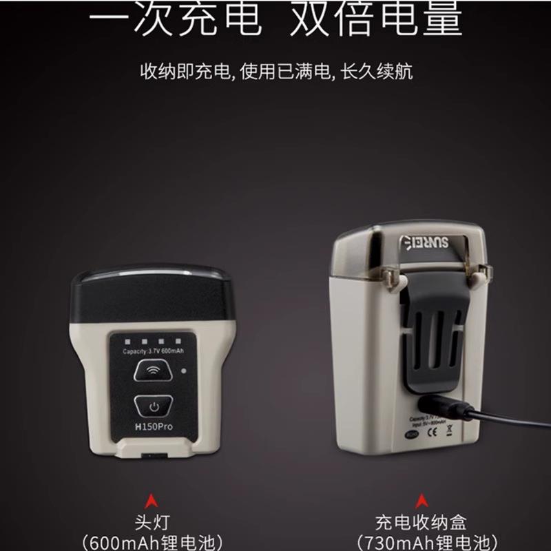 山力士H150PRO感应夹帽头灯带充电盒头戴式帽灯路亚夜钓灯