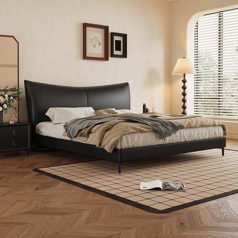 现代简约真皮床1.5米1.8米主卧大床轻奢储物婚床实木软体家具