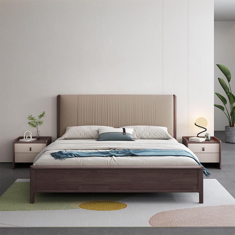 经济型实木床现代简约1.8米新中式轻奢主卧橡木大床高箱储物婚床