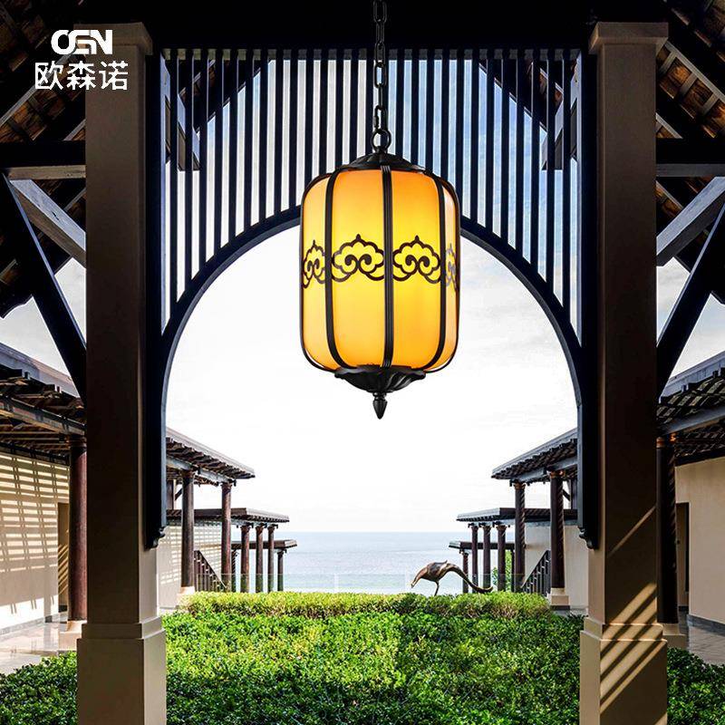 户外led仿云石铸铝吊灯屋檐吊灯红灯笼凉亭庭院大门室外别