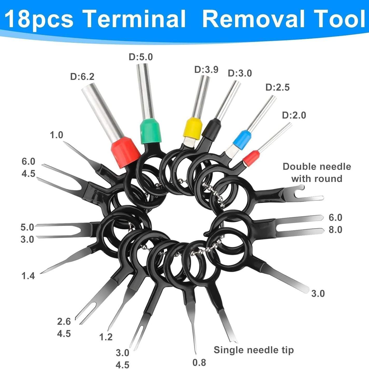 420PCS盒装 非绝缘拆卸公母压接销连接器/18针针头提取器