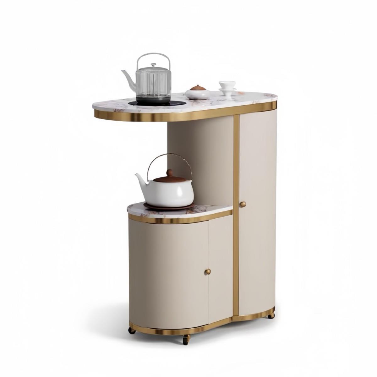 意式轻奢风阳台茶桌设计师新款别墅大宅家用天然奢石现代茶台