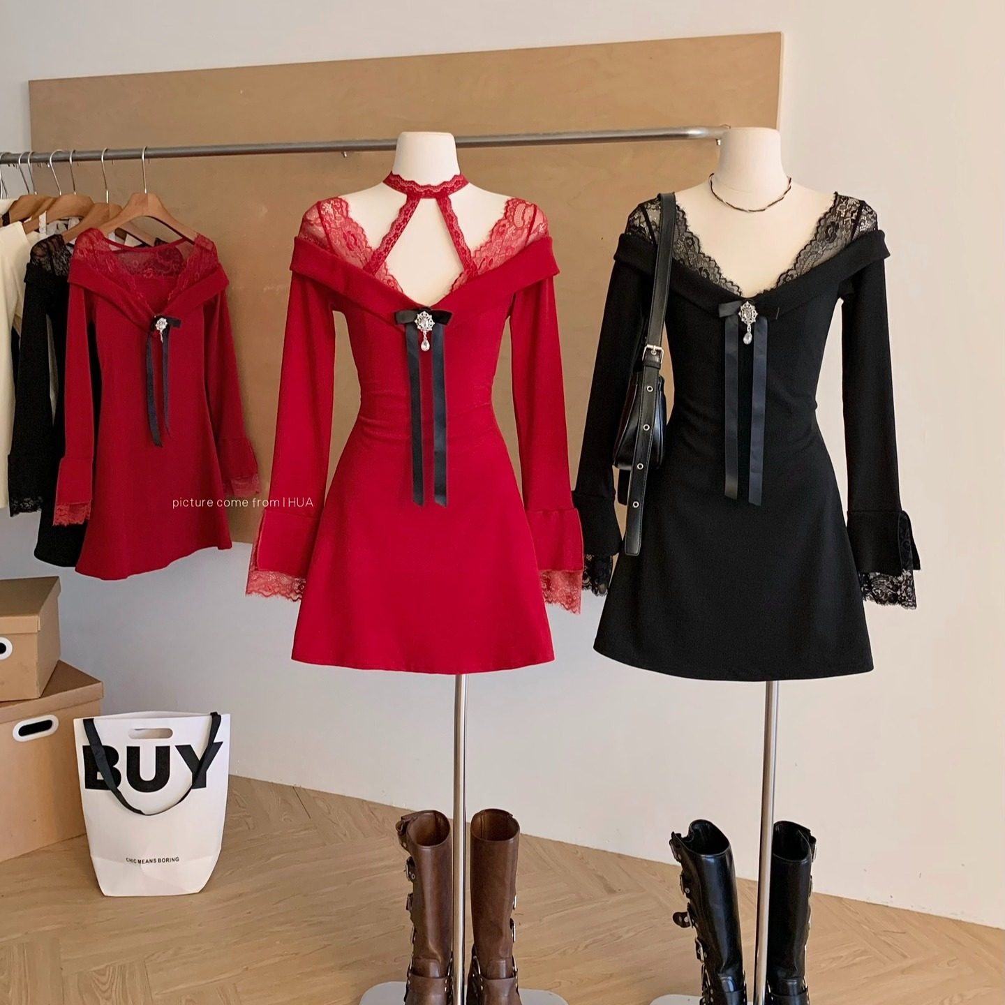 圣诞红境圣诞节纯欲针织连衣裙女秋冬跨年派对裙子