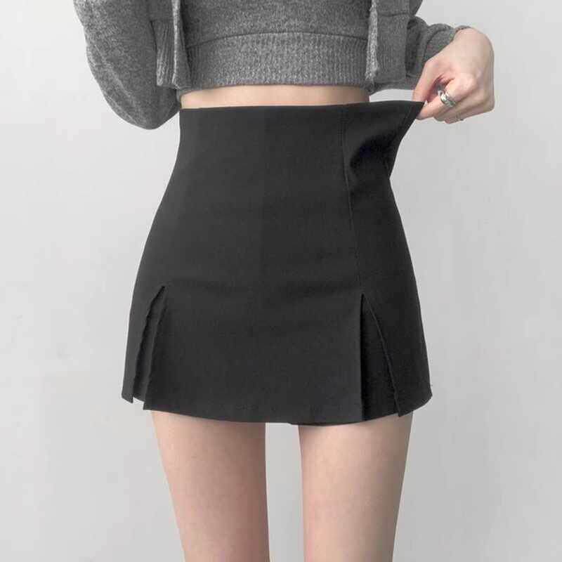 黑色半身搭裙女辣妹夏季包显瘦臀裤裙小个子弹力高腰百防走光短裙