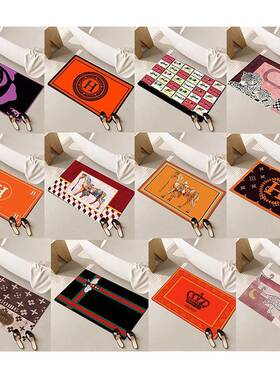 潮牌软硅藻泥浴室卫浴地垫家用卫生间吸水速干垫防滑爱马橙色脚垫