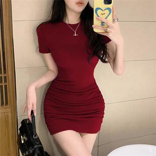 纯欲性短袖t恤洋装感女春夏新款小个子短裙紧身显瘦子臀裙包棉