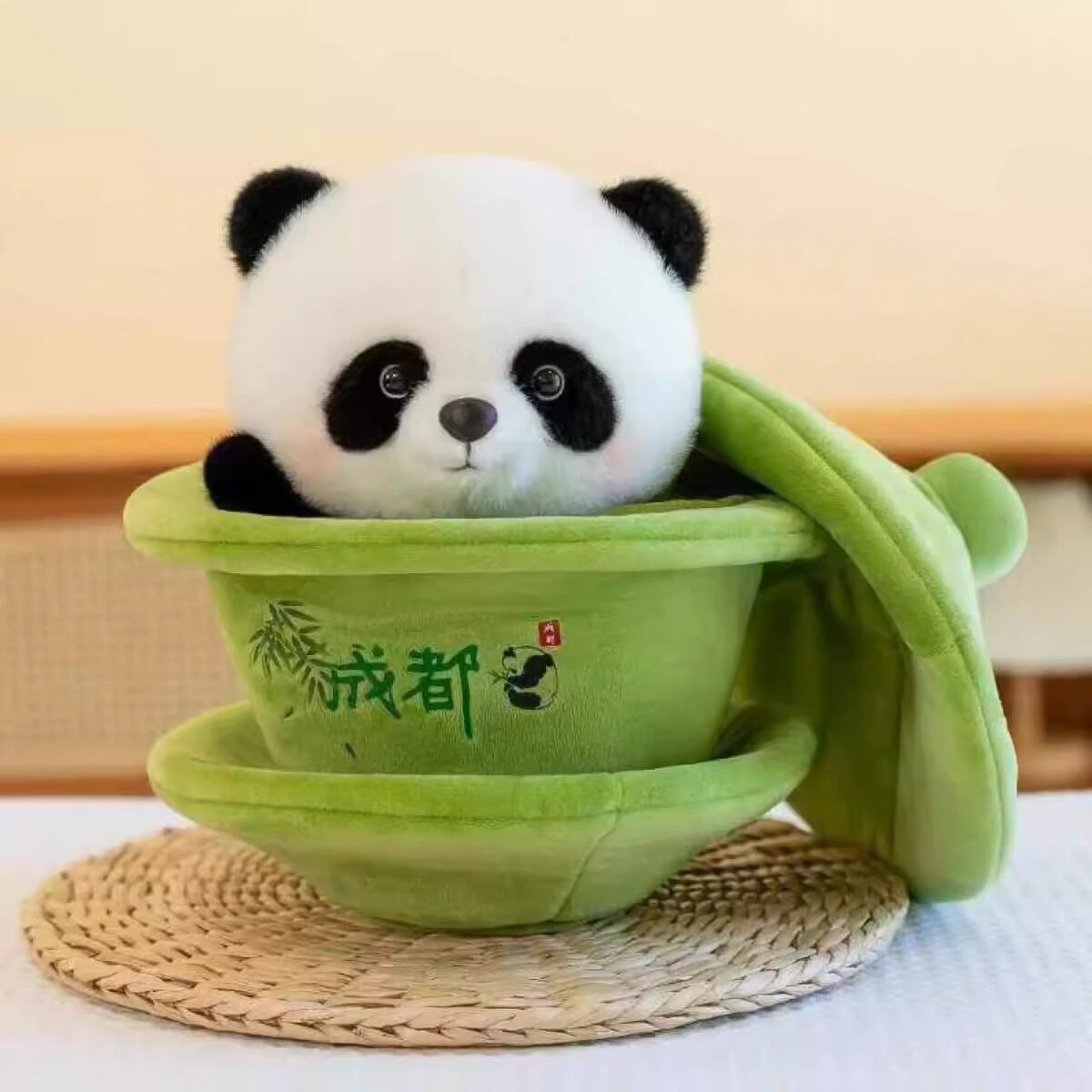 成都文创茶杯大熊猫玩偶旅游纪念