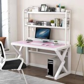 钢化玻璃电脑桌家用台式 书桌书架一体学习桌小户型办公桌子写字台