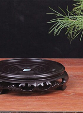 花盆花瓶底座鱼缸奇石复古花架仿古莲花款雕花款招财进宝塑料花托