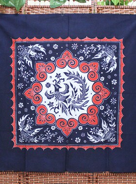 传统蜡染画桌布民族手工艺品台布云南特色布艺餐厅酒吧茶艺馆装饰