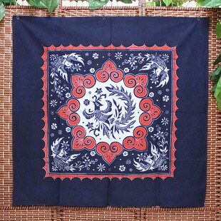 传统蜡染画桌布民族手工艺品台布云南特色布艺餐厅酒吧茶艺馆装饰