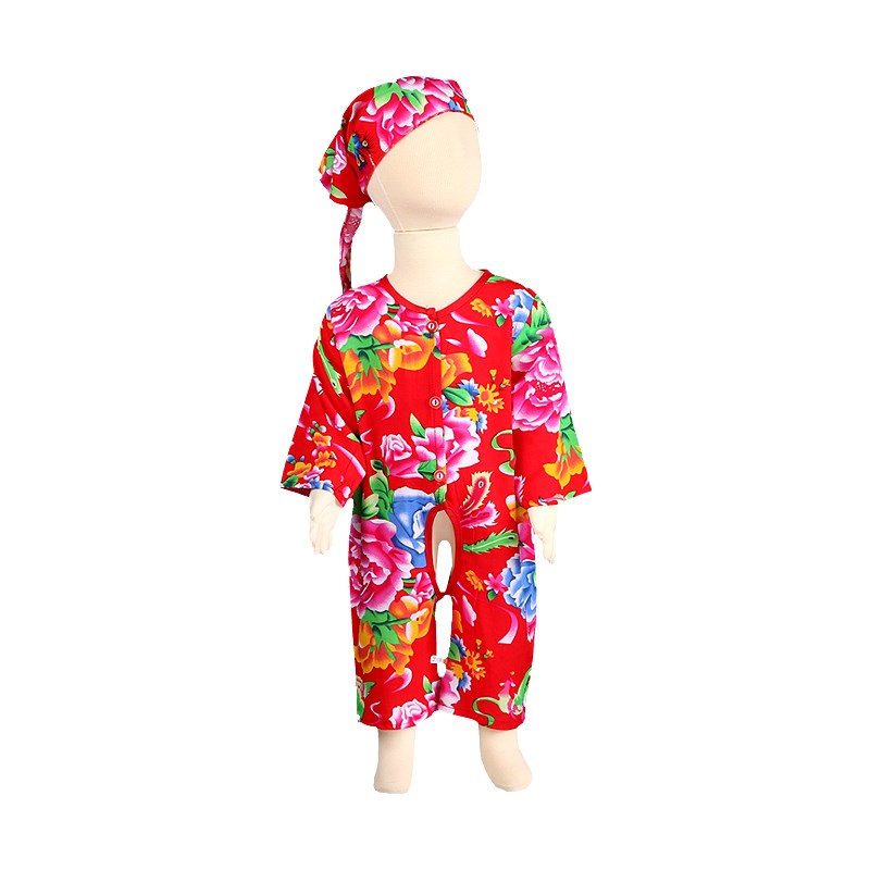 夏季宝宝棉绸连体睡衣男童爬服婴儿睡袍家居服女童睡裙薄款空调服