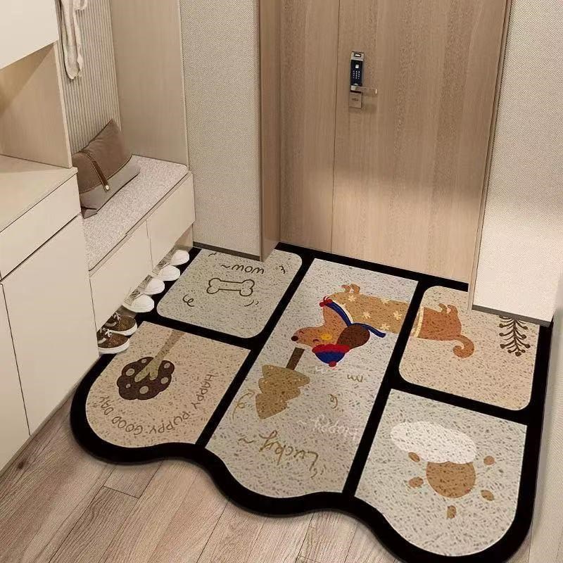 入户门地垫丝圈卡通家用玄关进门口垫子防滑耐磨除尘可剪裁脚垫