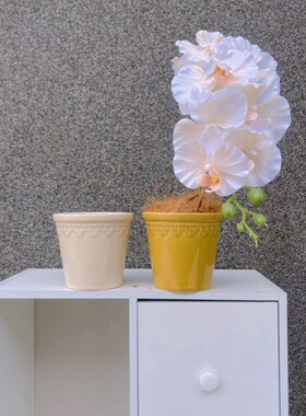 北欧复古釉面花盆帝罗马绿色轻奢蝴蝶兰兰花高档室内陶盆高级感小