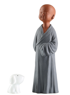 禅意可爱小沙弥紫砂陶瓷摆件创意家居客厅茶艺茶玩室内桌面装饰品