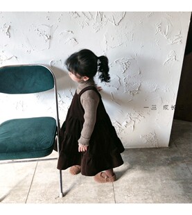 女童背心裙2021秋冬高领柔软毛衣灯芯绒背带裙气质吊带连衣裙套装