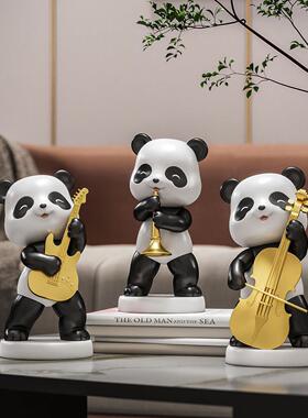 熊猫乐队桌面小摆件电视柜酒柜树脂工艺品新房装饰品乔迁伴手送礼