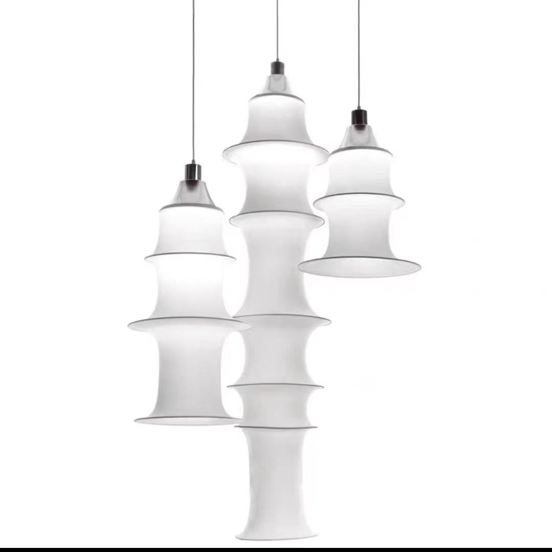 北欧简约竹节布艺吊灯落地灯日式侘寂风弹力布吊灯弹力布落地灯