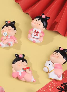国潮仕女唐小圆创意格格立体冰箱贴家居装饰磁贴西安洛阳文创礼品