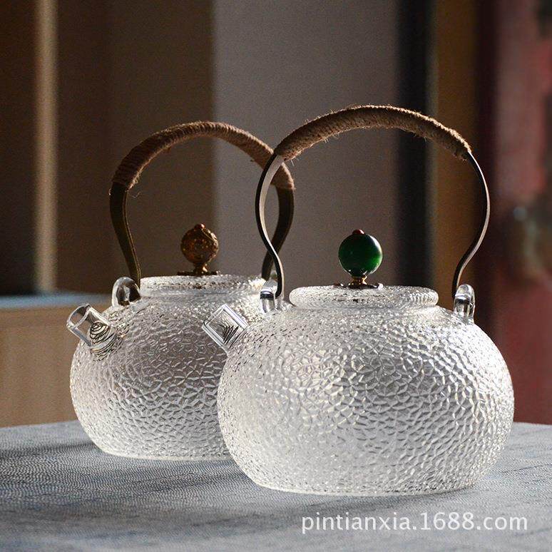 锤纹耐高温提梁玻璃壶电陶炉耐热煮茶壶直火加热烧水壶泡茶水茶具