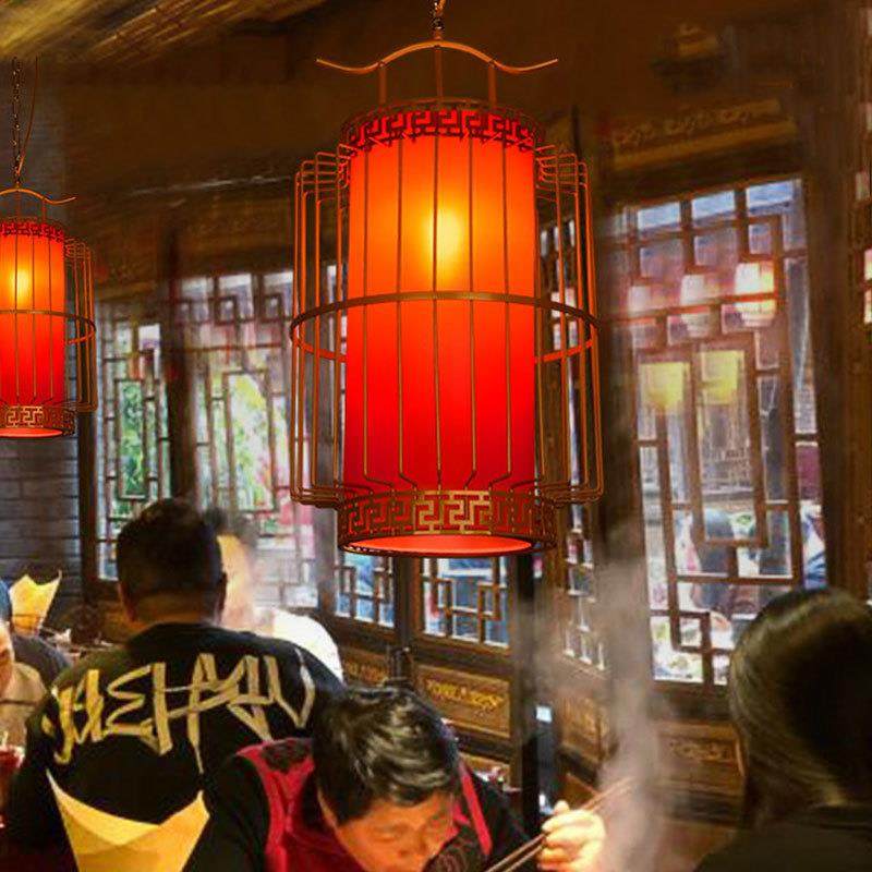 中式餐厅老火锅店铁艺小吊灯蜀大侠龙坎中式连锁餐饮餐桌走廊灯具