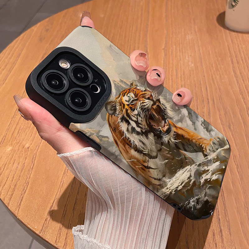 油画国风雪山猛虎适用苹果华为vivo荣耀oppo小米iPhone17promax手机保护外壳16 15硅胶14 13新款12 11情侣P80