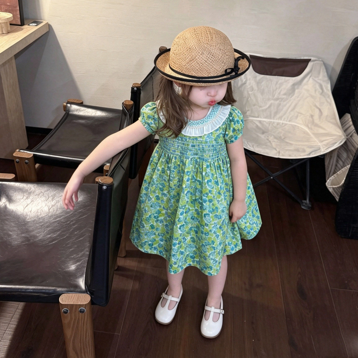 女童连衣裙2026夏装新款儿童油画唯美碎花裙宝宝泡泡袖法式公主裙