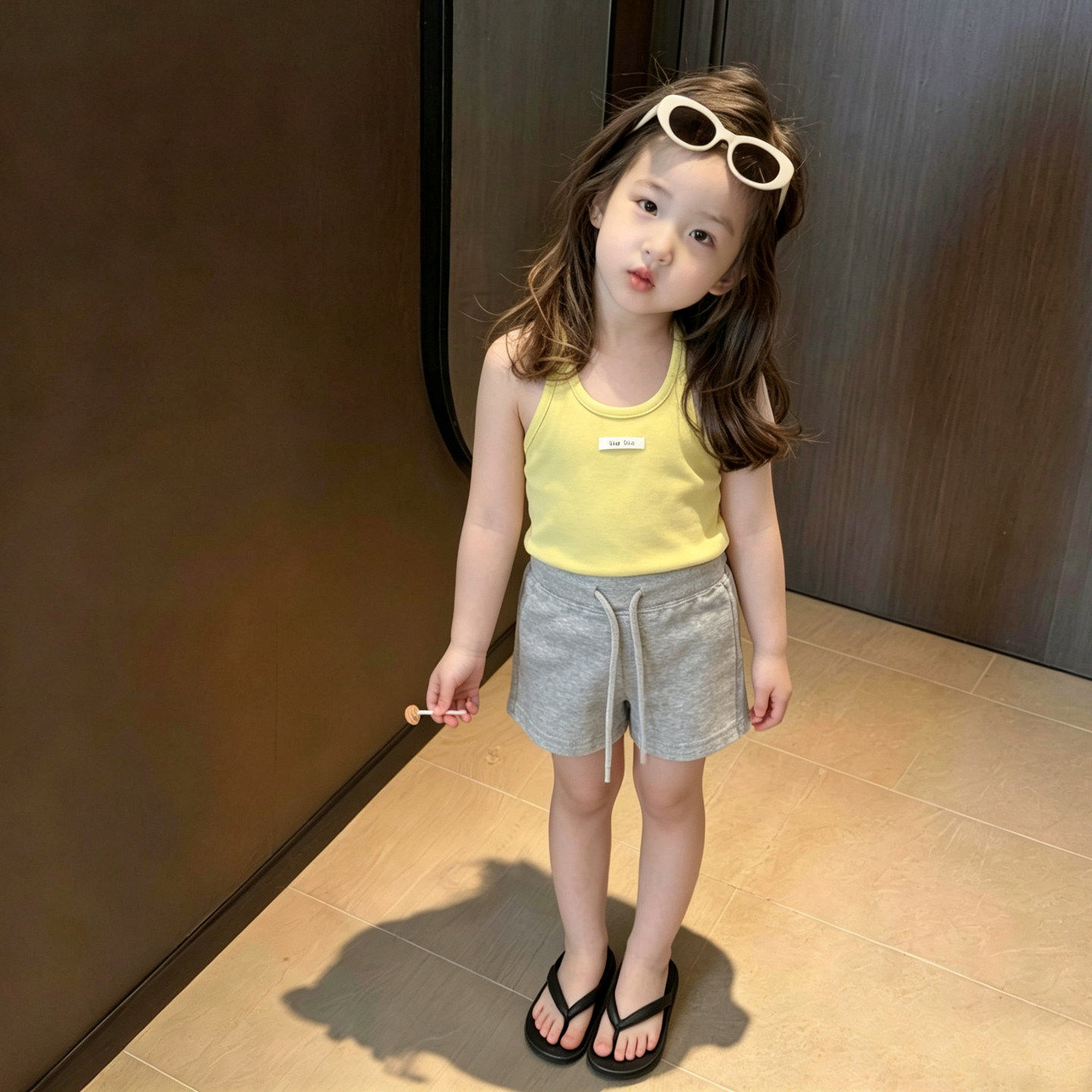 儿童套装2026夏季新款韩系女童超好看无袖挂脖背心宝宝休闲短裤潮