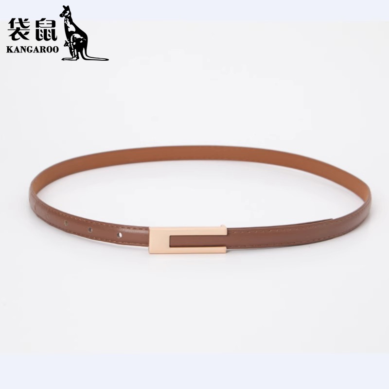 袋鼠皮带女士装饰配连衣裙子平滑扣设计感小众高级感裤腰带细带