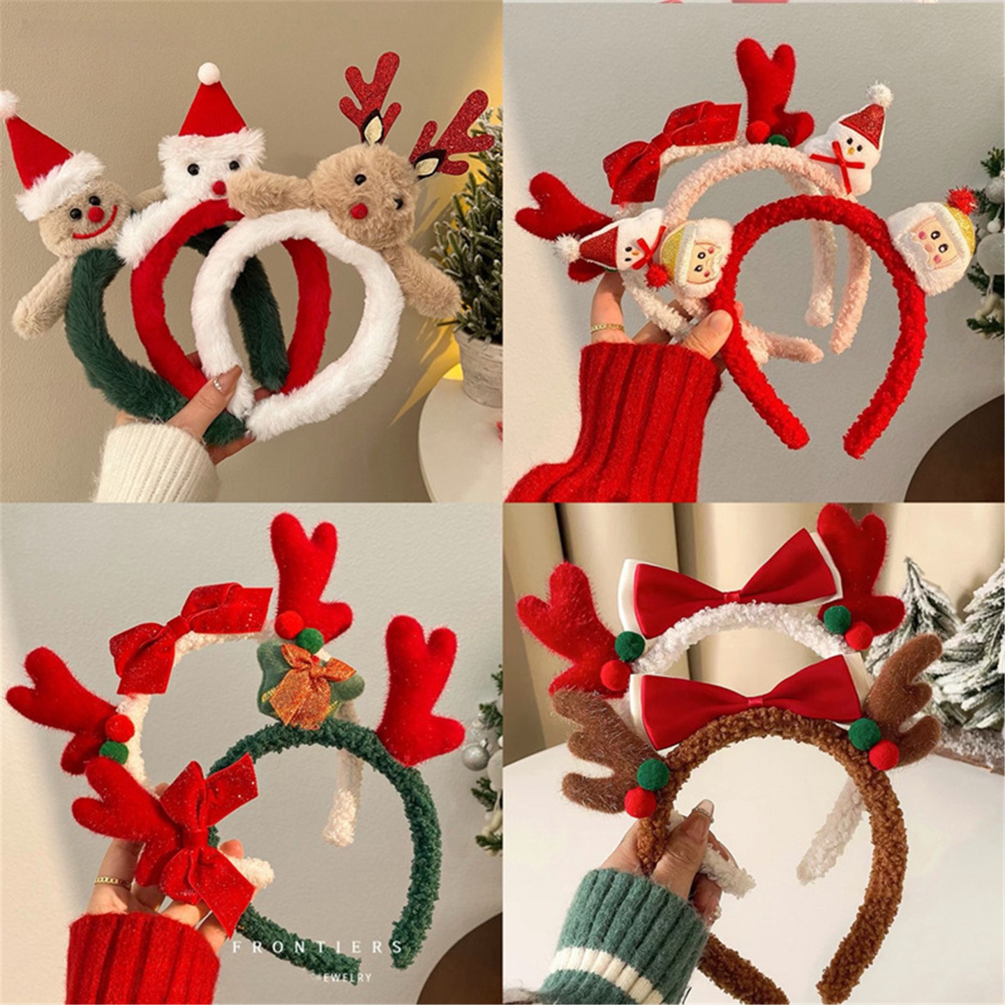 圣诞节头饰发箍儿童成人可爱发饰发圈毛绒麋鹿头箍派对装扮小饰品
