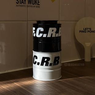 潮牌FCRB余文乐叠叠高圆形马口铁盒密封茶叶罐储存咖啡豆纯色金属