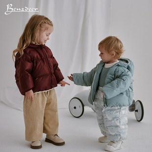 宝宝新年衣服冬季女童红色过年酒红色秋冬婴童儿童外套男童羽绒服