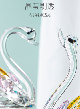 水晶天鹅摆件客厅家居装饰电视柜玄关鞋柜摆放结婚礼物送新人闺蜜