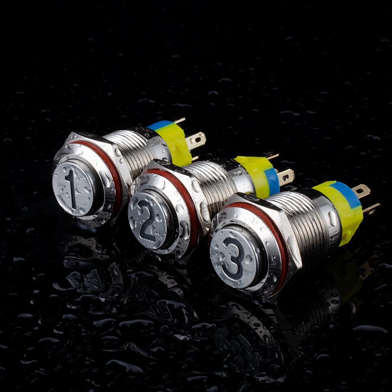 16MM金属按钮开关自复带灯特殊符号数字子母图案LED小型按键定制