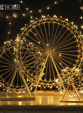 摩天轮摆件家居饰品旋转发光模型北欧式创意客厅房间装饰品小摆设
