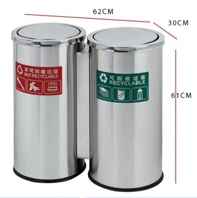 户外二分类三四分类大号垃圾桶加厚不锈钢多分类公园小区环保印