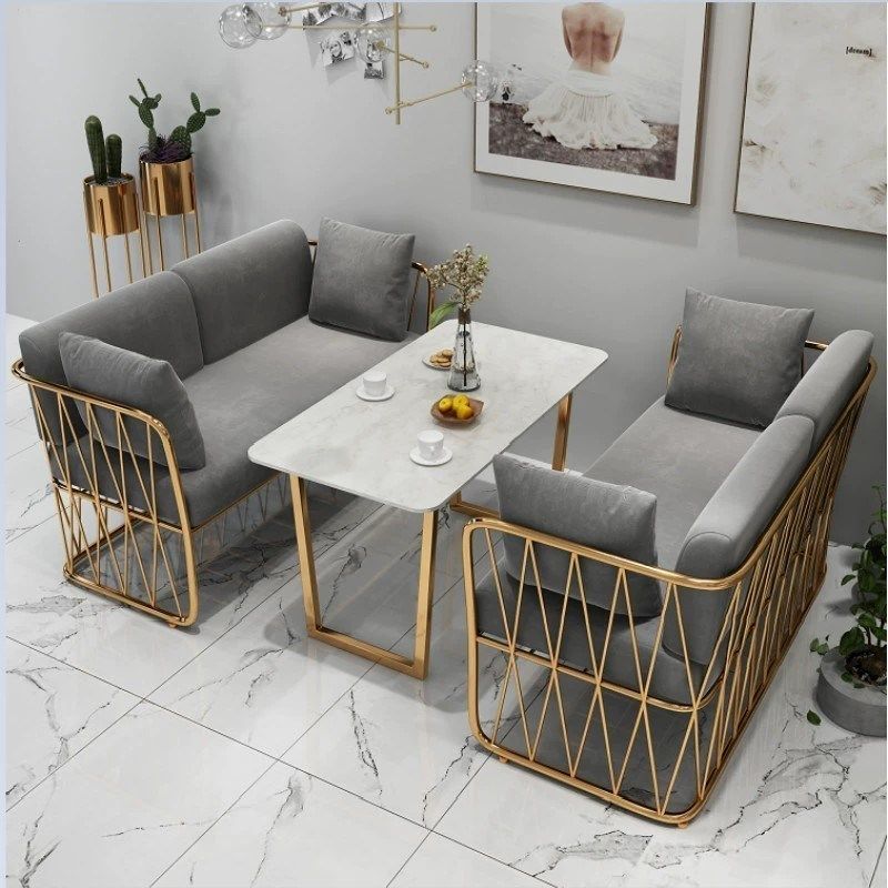 咖啡厅卡座沙发双人网红休息区甜品店小沙发奶茶店桌椅组合简约