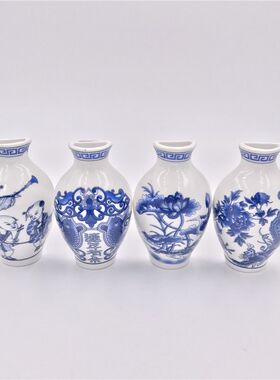 青花瓷花瓶陶瓷工艺品冰箱贴创意磁铁仕女图中国特色商务