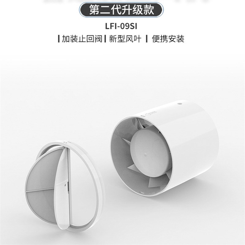 劳芳换气扇圆形管道6寸排气扇 排风扇150 卫生间抽风机 PVC160管