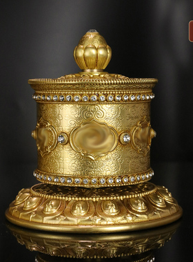 藏密坊 慧宝指捻黄铜手动款摆件 藏式传统家用桌面吉祥摆放大小号